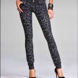 Express Zelda Slim Fit Ultra Low Rise Leopard‎ Animal Print Jeans Black Size 4